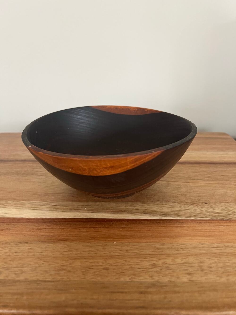 Vintage Signed John May Hand Turned Teak Bowl Jackson NH JL